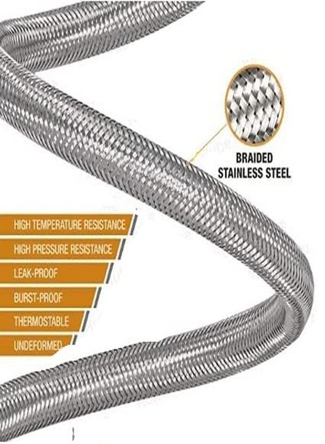 SPAZIO خرطوم توصيل من الفولاذ المقاوم للصدأ من Spazio بطول 24 بوصة، شديد التحمل، بلمسة نهائية من الكروم، مناسب لإكسسوارات الحمامات/إكسسوارات المراحيض (عبوة من قطعة واحدة) - Image 3